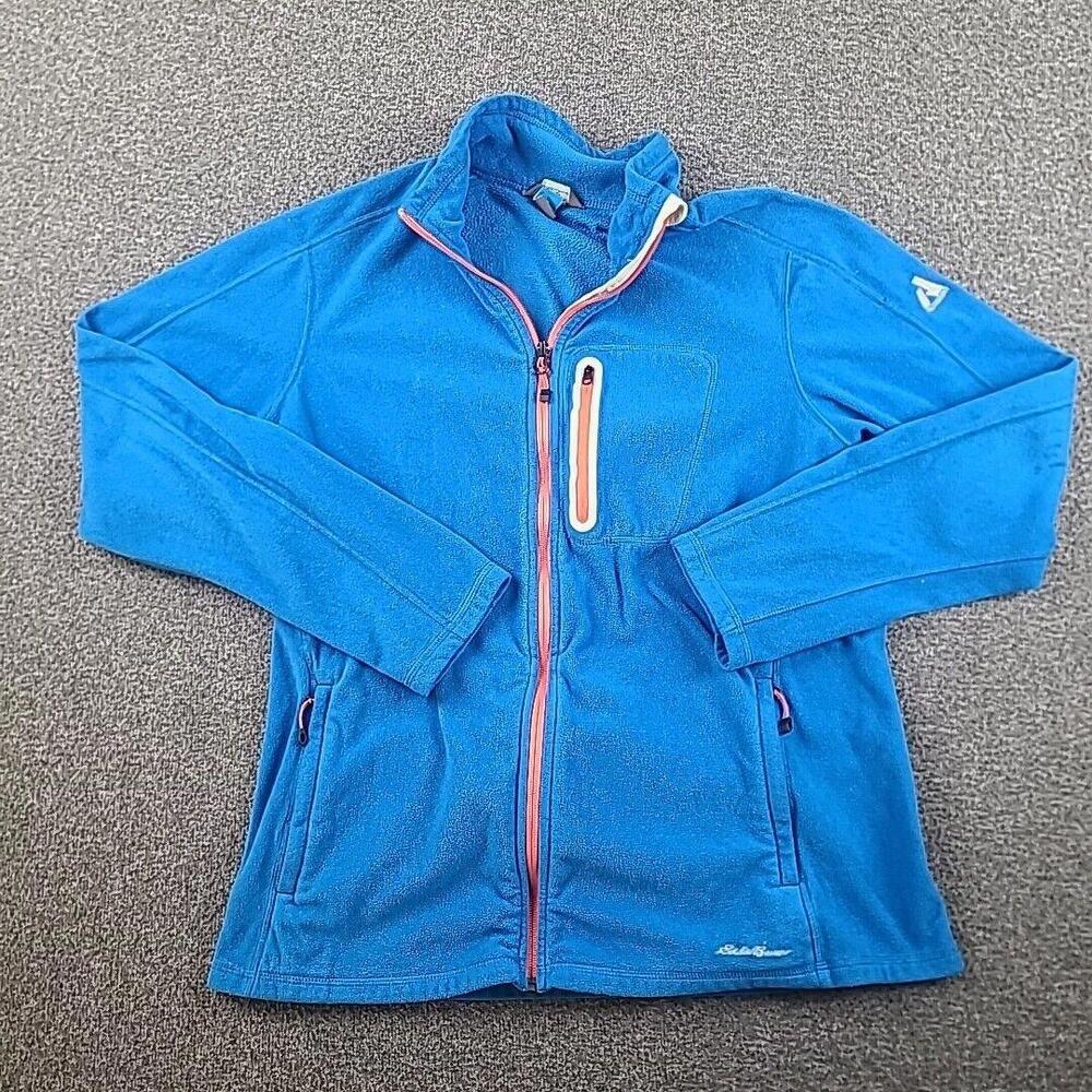 Eddie Bauer First Ascent Womens XL Full Zip Fleece Jacket Blue Retro